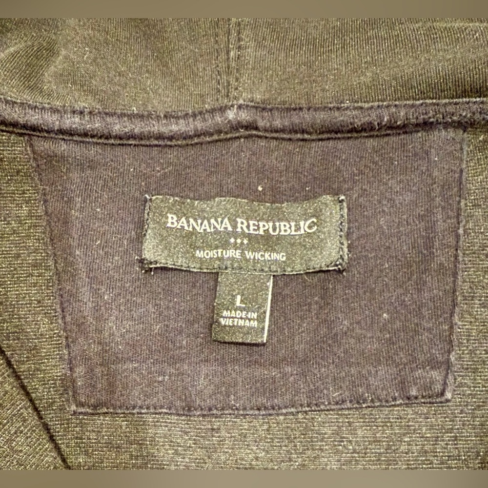Banana Republic Men’s L Black Moisture-Wicking 1/4 Zip Hoodie Pullover - Picture 2 of 12